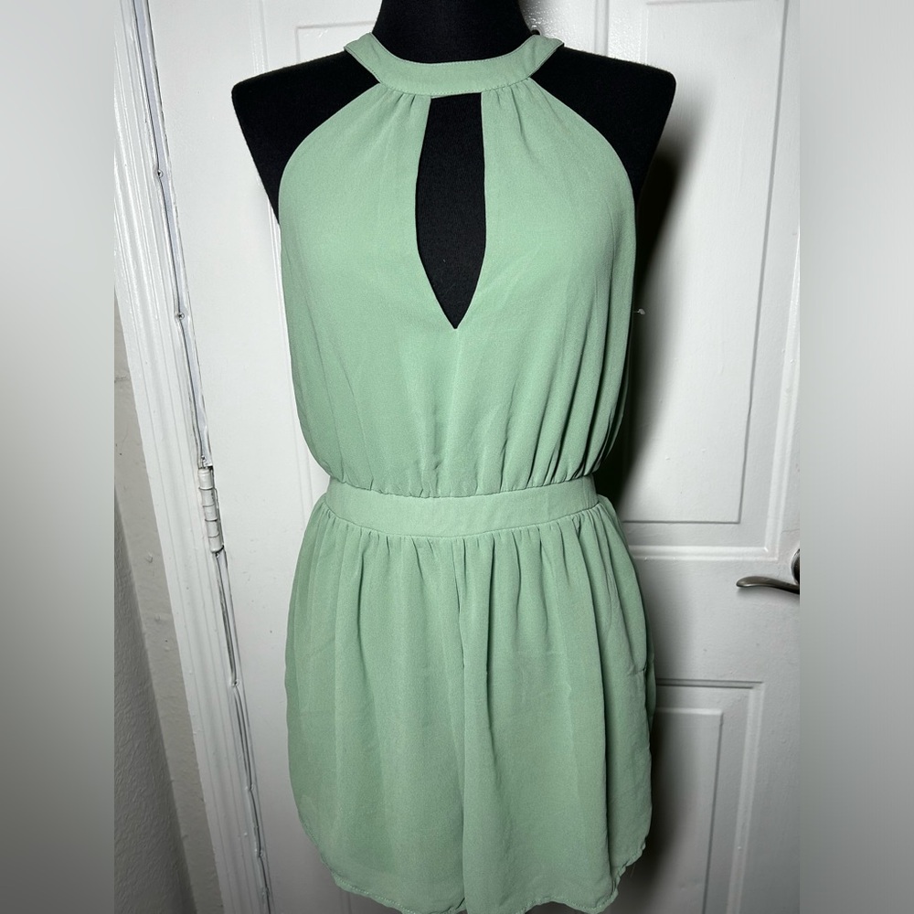 Charlotte Russe Green Halter Backless Dress Cocktail